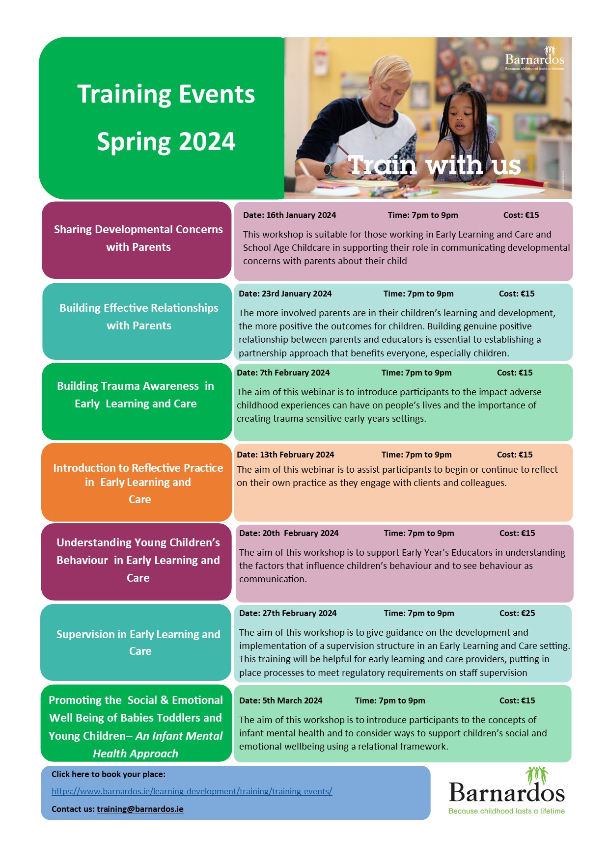 Barnardos Training Events for Spring 2024 The Wheel